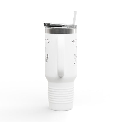 Notta Rockstar Yet (Pink Outline) Insulated Travel Mug - 40oz Adventure Cup for Music Lovers