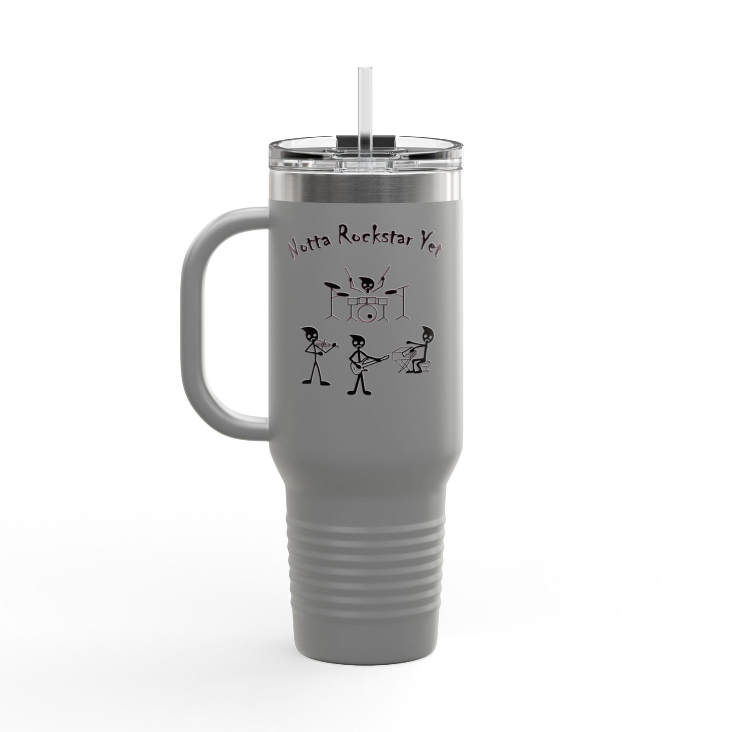 Notta Rockstar Yet (Pink Outline) Insulated Travel Mug - 40oz Adventure Cup for Music Lovers
