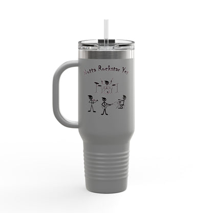 Notta Rockstar Yet (Pink Outline) Insulated Travel Mug - 40oz Adventure Cup for Music Lovers