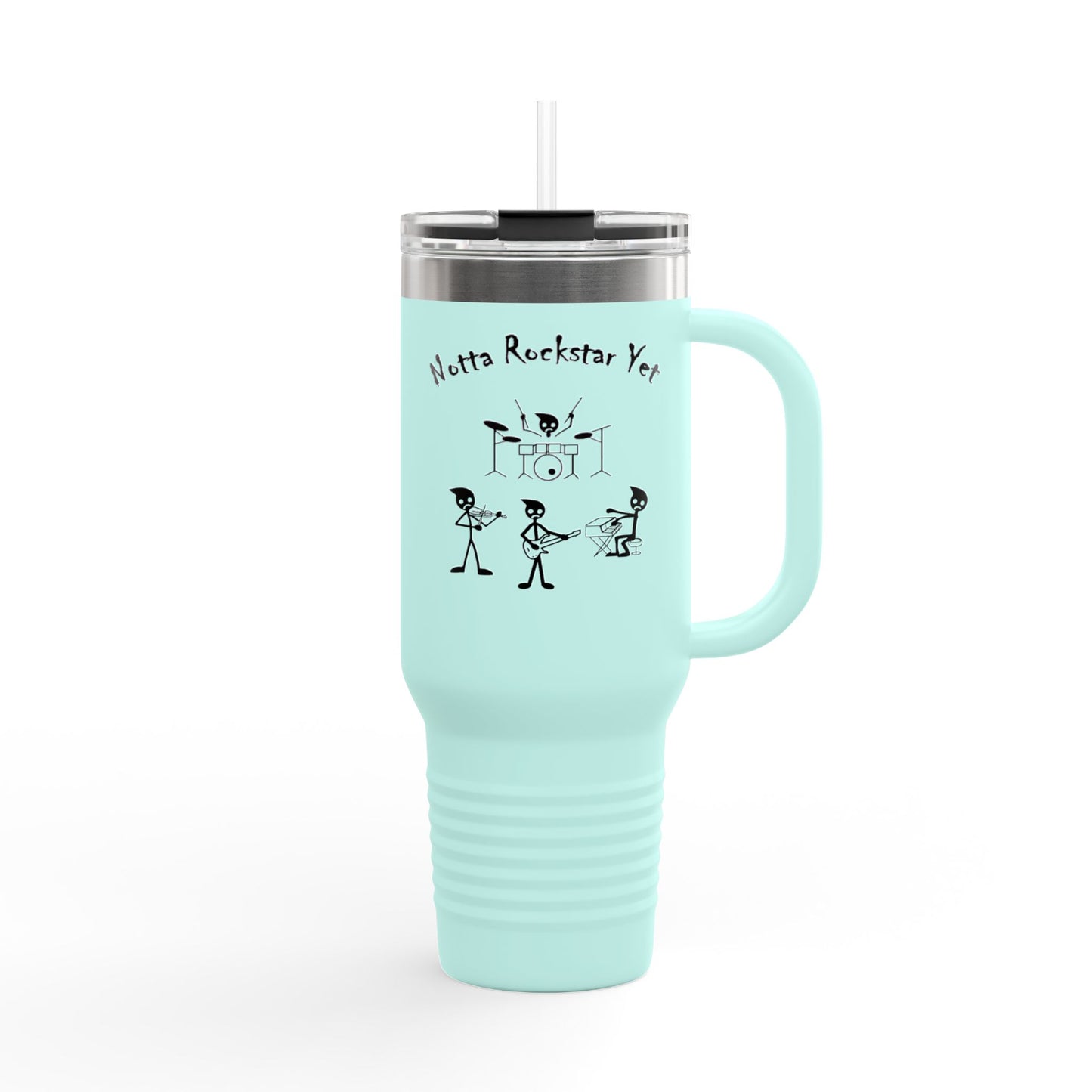 Notta Rockstar Yet (Pink Outline) Insulated Travel Mug - 40oz Adventure Cup for Music Lovers