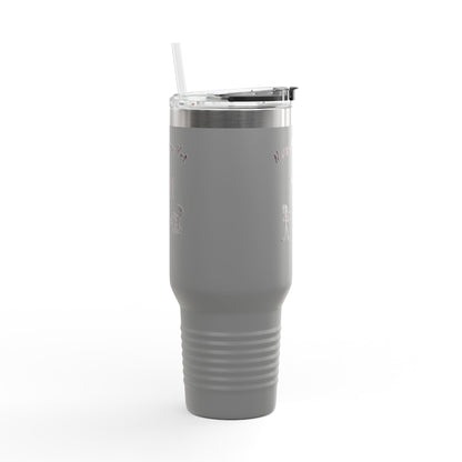 Notta Rockstar Yet (Pink Outline) Insulated Travel Mug - 40oz Adventure Cup for Music Lovers