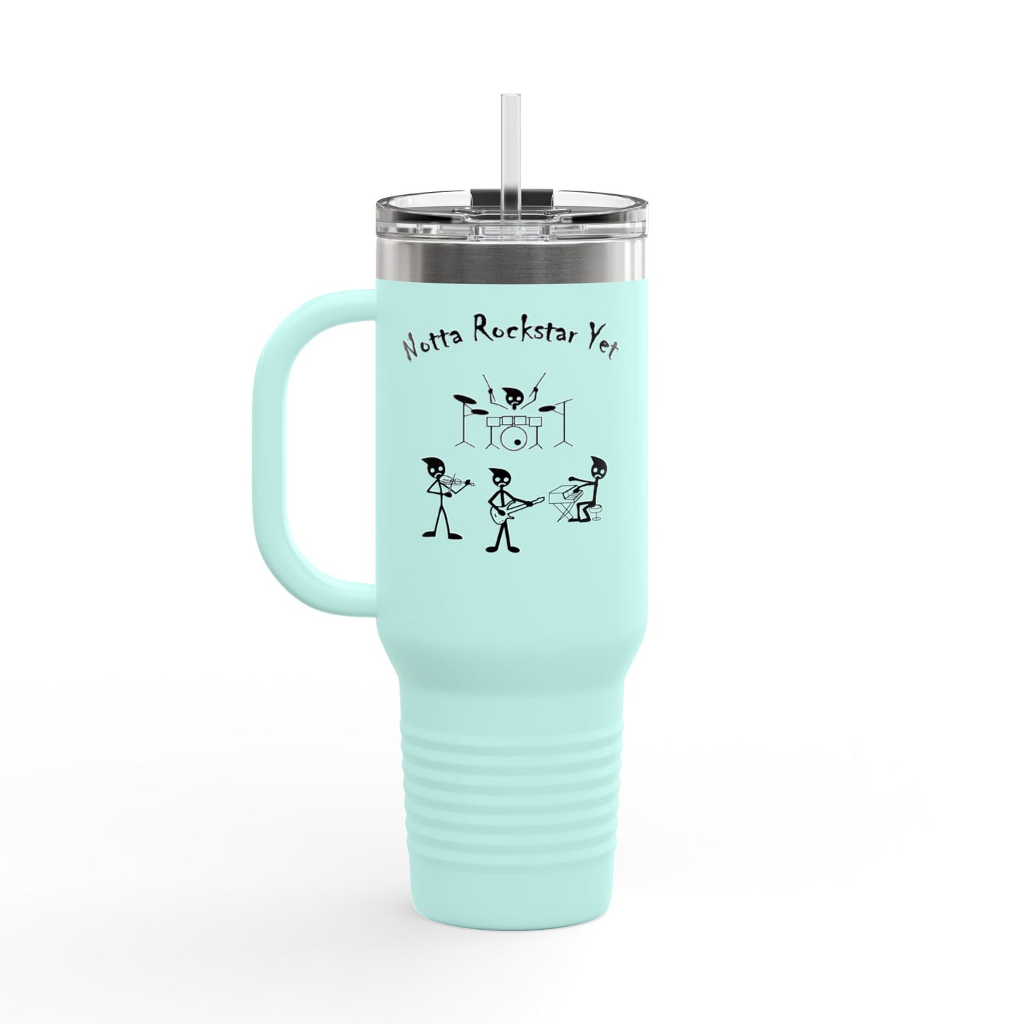 Notta Rockstar Yet (Pink Outline) Insulated Travel Mug - 40oz Adventure Cup for Music Lovers