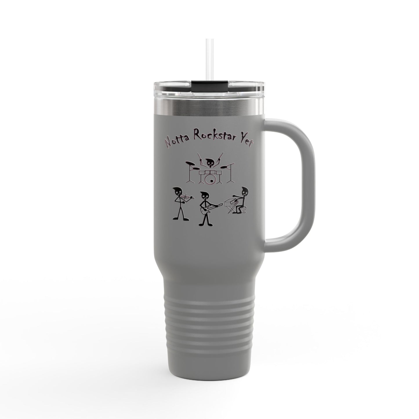 Notta Rockstar Yet (Pink Outline) Insulated Travel Mug - 40oz Adventure Cup for Music Lovers