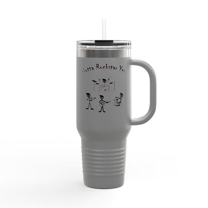 Notta Rockstar Yet (Pink Outline) Insulated Travel Mug - 40oz Adventure Cup for Music Lovers